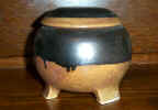  Three-Toed Lidded Pot - Tan & Bronze  (click to enlarge) 